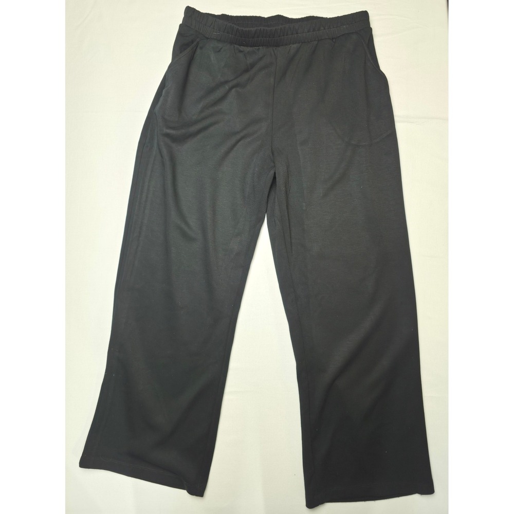 And‎ Now This Wide Leg Pants Womens Large Black Elastic Waist Minimalist NWT